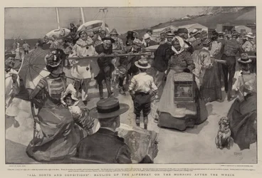 Todo tipo de condiciones, remolcando el bote salvavidas en la mañana después del naufragio